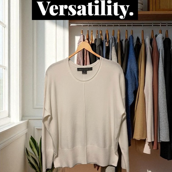 French Connection White Women's Sweater Rolled Finishes ~Worn Twice   size XS-SM - Picture 11 of 16